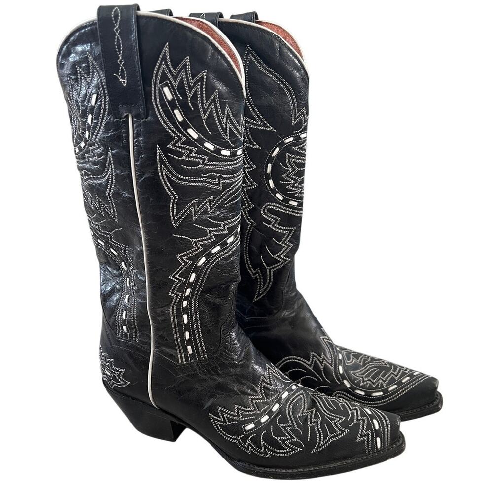 Dan Post Western Boot Women's 13" Lori Snip Toe Sidewinder Black DP 3519 Sz 8.5